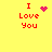 Yellow background with red text "I Love You" and pixelated heart or dot animations above the 'I'.