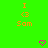 Green background with orange pixelated text 'I <3 Som' on left and right, two pink heart icons at bottom center-right.