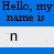 Animated contact sheet showing sequential text animation of "Hello, my name is" followed by progressively longer character sequences on blue and white backgrounds.