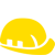Yellow hard hat icon with gray base and brim on solid gray background