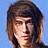 Pixelated static image of a person with brown hair against a blue background, rendered in low-resolution 256x256 pixels.