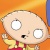 Pixelated cartoon character with large white eyes, small black nose, and yellow shirt with red collar against orange background.