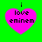 Four identical pink heart-shaped icons with black text on a bright green background, each displaying 'i love eminem' in pixelated font.