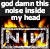 Pixelated static image featuring white text over black background with fiery effects surrounding a metallic frame containing the letters 'NIN' in stylized font.