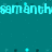 Pixelated teal background with cyan text reading 'samanch', 'nichole', and 'miner' in blocky font, scattered light blue dots, and a gray rectangular shape on the right.