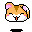 Four pixel-art hamster head views arranged in a , each with closed eyes and pink cheeks on a gray background
