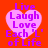 Four identical pink heart-shaped icons with purple text 'Live Laugh Love Each 'L' of Life' on a solid red background, arranged in a