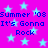Pixelated text repeats 'Summer '08 It's Gonna Rock' over a bright pink background with light blue stars.