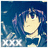 Pixelated anime-style character with light skin and dark blue hair against a deep blue background, featuring white text at the bottom.