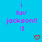 A static image with a bright blue background displays repeated text "i luv jackson!! :)" in pink and red pixelated font, accompanied by small red heart symbols.