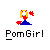 Pixelated icon of a stylized female figure with blonde hair, red top, blue skirt, and two red star-like shapes near her head.