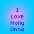 Blue text on a blue-to-pink gradient background reads "I LOVE Molly Anna" in four identical arranged in a