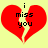 Red broken heart with black text "i miss you" on a yellow background, two identical static frames side-by-side.
