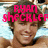 A pixelated image of a person with brown hair lying on a light blue surface, overlaid with pink text and heart symbols in different frames.