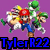 Pixel art of Mario, Luigi, and Princess Peach in running poses on a purple background with 'TylerR22' text in blue, green, and cyan.