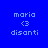 Blue background displays four identical pixelated text blocks with 'maria', '<3', and 'disanti' in light blue, arranged in a with alternating highlighted