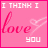 Pixelated pink background with white and red text reading "I THINK I love YOU" on left , transitioning to "SO WHAT AM I SO afraid OF?" on right