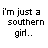 A 5x5 contact sheet of animated frames showing a text-based buddy icon with alternating black and purple text on white background, displaying "i'm just a southern girl.." and "in love" phrases in different arrangements across sampled frames.