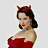 Pixelated 48x48 buddy icon featuring a woman in red dress with devil horns and tail next to 'BAD GIRL' text with pixel-art style.