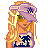 Animated contact sheet of a pixel art character with blonde hair, purple visor, and blue jeans across 14 frames showing sequential motion cycles.