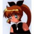 Pixelated cartoon character with brown hair in a high ponytail, black bow, and black top, facing left with a neutral expression.