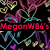 Pixelated image with red text 'MeganW86's page' and 'roxs' over a black background with colorful heart and line patterns.