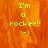 Yellow pixelated text on orange background reads "I'm a rocker!! :-)" with gray in bottom right corner