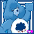 A 49x49 pixel animated Care Bear icon with blue fur, white belly patch, and pink paw details in two sequential frames showing slight pose changes.