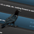 Pixelated static image of a dark bird perched on a horizontal line against a blue and gray background.