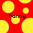 Red background with yellow circles and black text reading 'Danny' in two locations.
