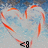 Animated heart-shaped candy cane with orange and white stripes against a blue sky background, displaying text below.