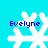 Four white snowflake icons on cyan background with blue text 'Evelyne' above each, arranged in a