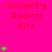 A bright pink background displays repeated red text 'AliciaK3's Radical Site' with scattered green plus signs in various quantities.