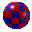 A spherical icon with red and dark blue pixelated sections rotates through showing changing visible segments