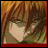 Pixelated anime-style character with brown hair and green eyes, wearing a green garment, positioned against a black background with white text.