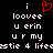 A black background displays white pixelated text and a red heart symbol, with the phrase 'i loove u erin ur my' visible in multiple lines.