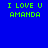 Green pixelated text "I LOVE U AMANDA" on blue background with purple gradient overlays in two positions.