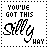 Animated contact sheet of 25 frames showing a text-based buddy icon with evolving star and heart symbols around the phrase "YOU'VE GOT THIS Silly WAY OF KEEPING ME ON THE edge OF MY SEAT" in black script on white background.