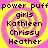 Four identical display a yellow spiral on pink background with text: power puff girls Kathleen Chrissy Heather