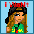 A 2x2 contact sheet of four pixel art frames showing a cartoon girl with long brown hair wearing a black cap, green shirt, and necklace, each frame displaying different red text above her head.