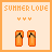 Pixel art icon with 'SUMMER LOVE' text above two orange flip-flops on a light background, featuring small heart symbols.