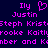 Pixelated text in bright pink on dark blue background, displaying names and partial words with a heart symbol.