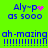 Green background with blue text and pixelated animations of pink heart and starburst symbols near 'Aly-p' labels.