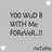 Static grayscale buddy icon with pixelated text reading "TOO HOT WITH ME FOREVER" and four white corner accents on a gray background.