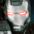 Animated Iron Man helmet with glowing red eyes and metallic silver faceplate against dark background.