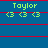 Green 'Taylor' text above three green '<3' symbols on blue background with red horizontal lines, animated to cycle through different symbol states.