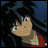 A 48x48 pixel buddy icon featuring a side-profile anime character with long black hair and red clothing on the left, paired with stylized text reading "Anime IM" above "COM" on a black background to the right.