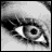 A 3x3 contact sheet of black-and-white animated eye frames with text overlays reading "Eyes are a window to the soul..." in pixelated font, showing sequential animation states from open eyes to glowing pupils and back.