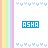 A blue rectangular box with white text "ASHA" appears in the center of a white background, surrounded by of small pastel-colored Y-shaped icons