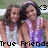 Two people in sleeveless tops stand close together, one wearing a purple headband and purple top, the other in a light-colored top, with 'True Friends' text at the bottom.